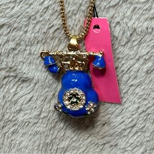 Betsey Johnson Blue and Gold Charm Necklace